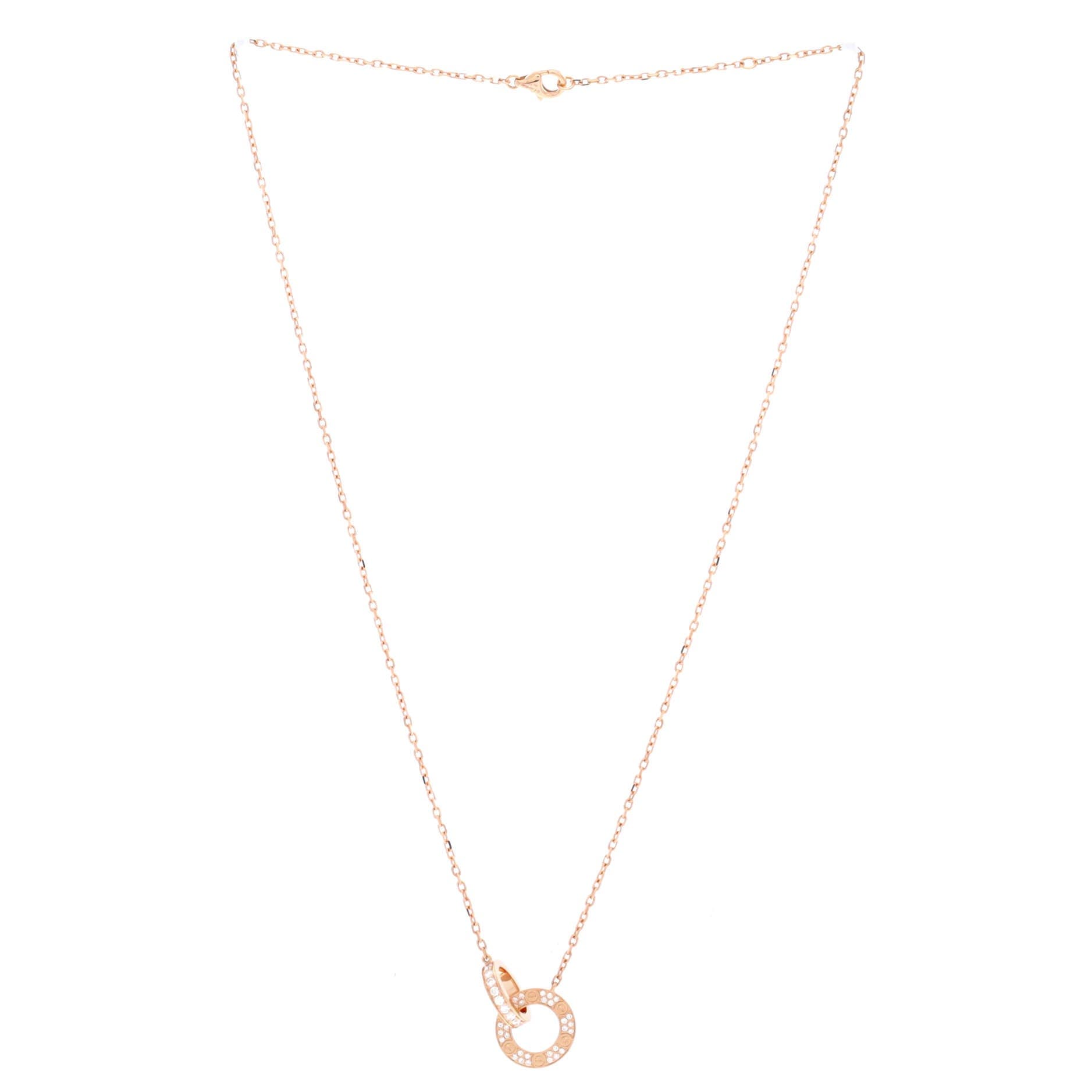 Love Interlocking Pave Necklace 18K Rose Gold and Diamonds, Alternate, color, Metallic Gold
