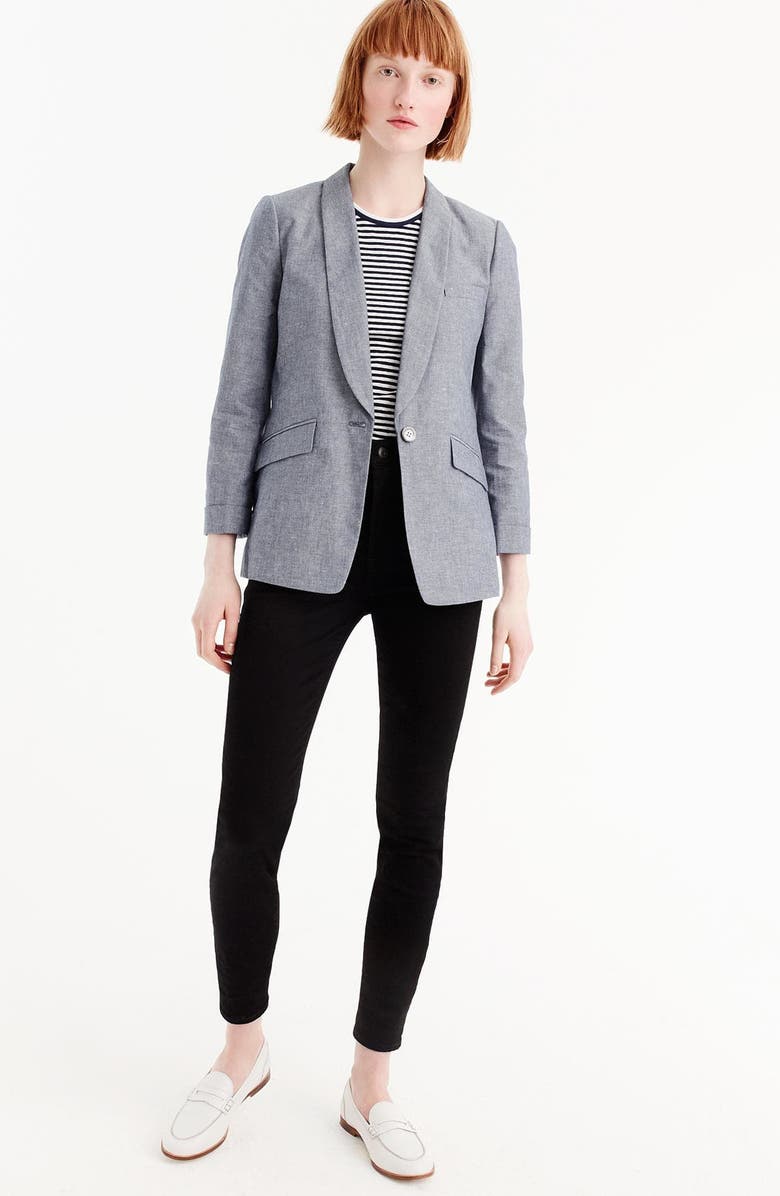 J.Crew Unstructured Shawl Collar Cotton Linen Blazer, Alternate, color,