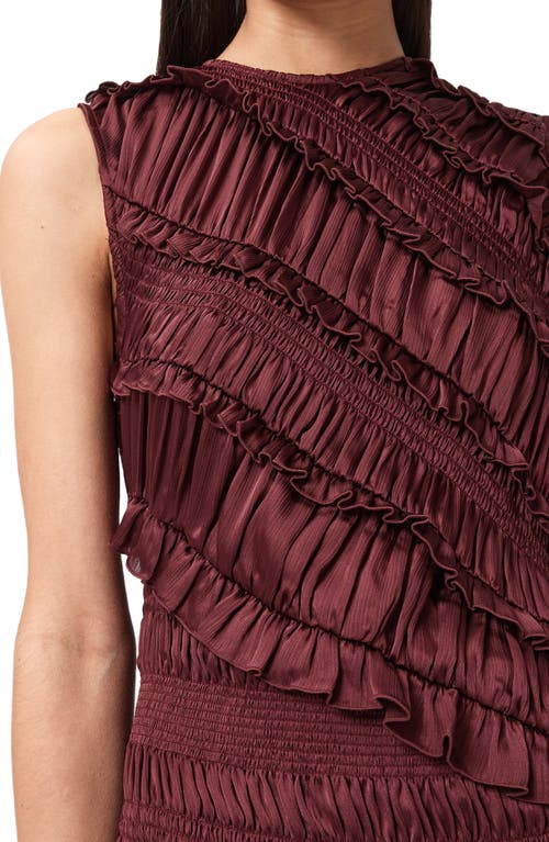 Allsaints Nyla Sleeveless Ruffle Dress In Brown