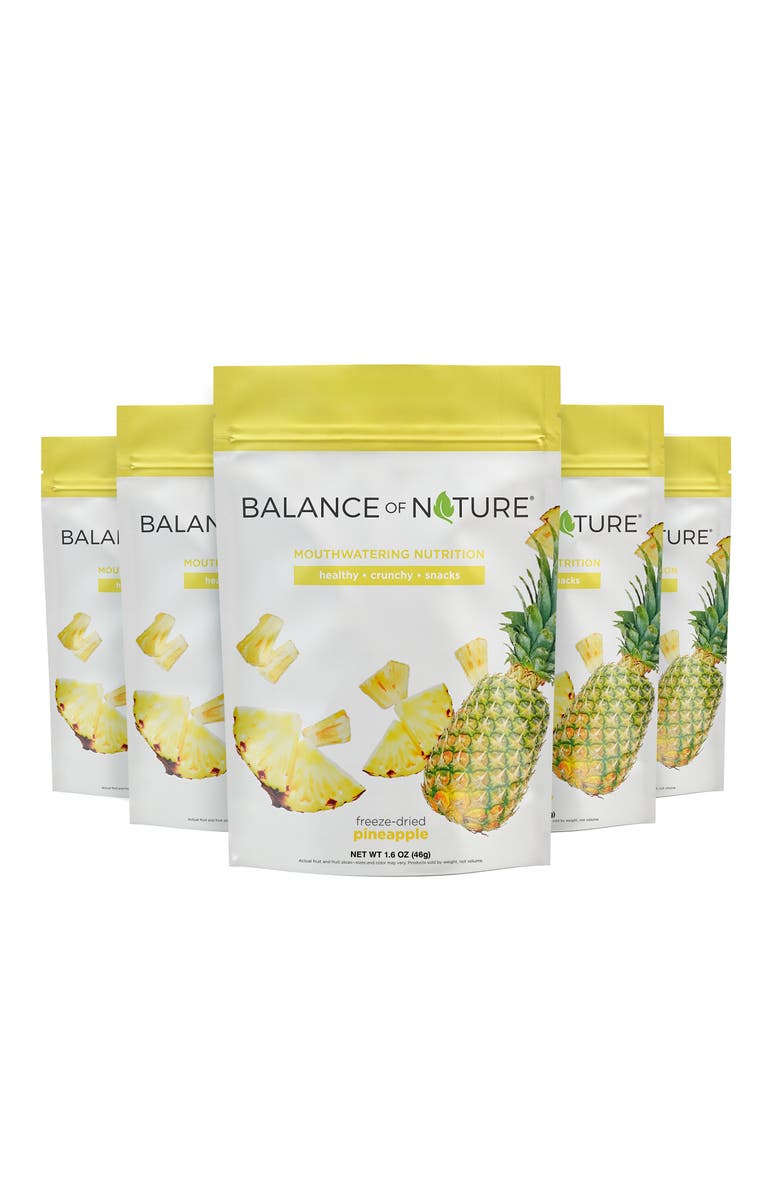 Balance of Nature Freeze Dried Pineapple Slices Real Fruit Snack Five Pack, Main, color, NO COLOR