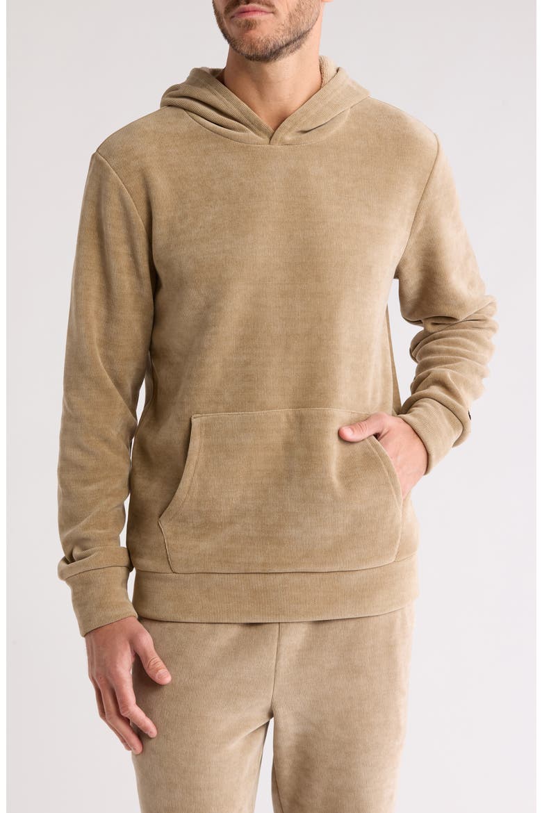 Plush Faux Suede Hoodie, Main, color, BEIGE