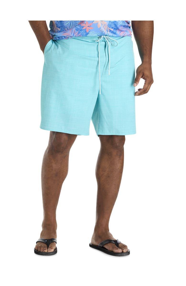 Harbor Bay by DXL Big & Tall Crosshatched Swim Trunks, Main, color, Blue Bird Green