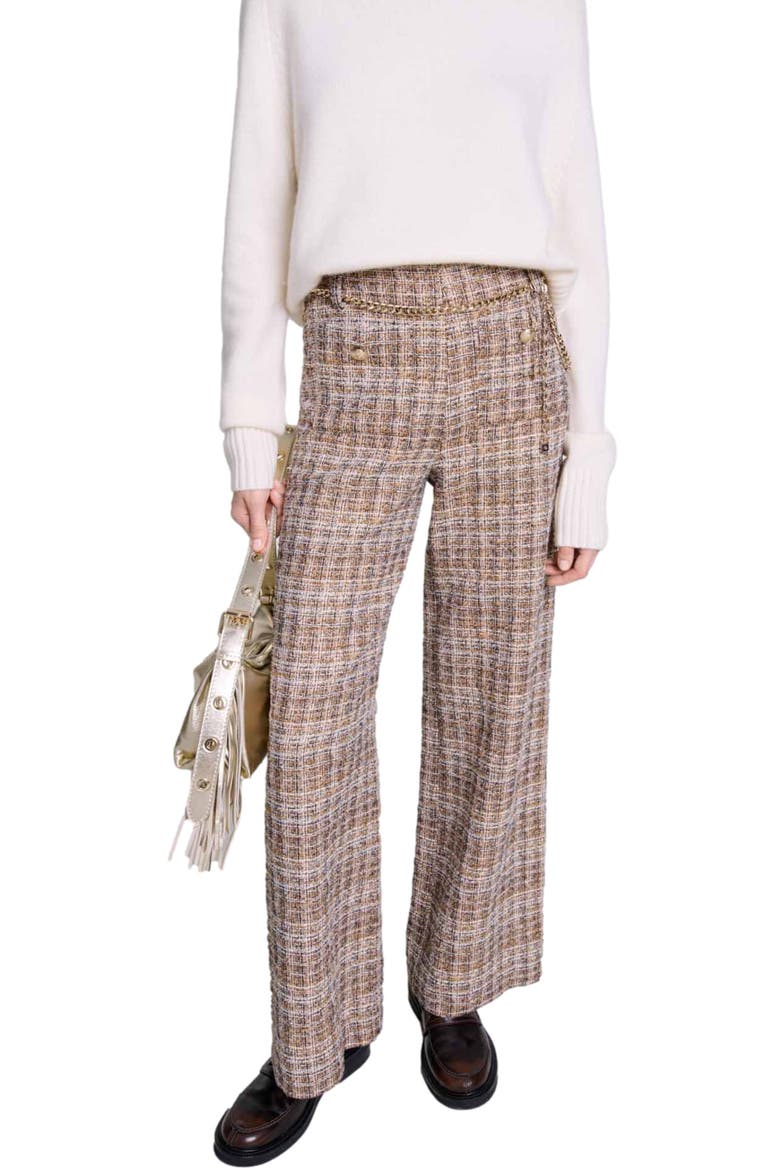 Tweed trousers, Alternate, color, Brown