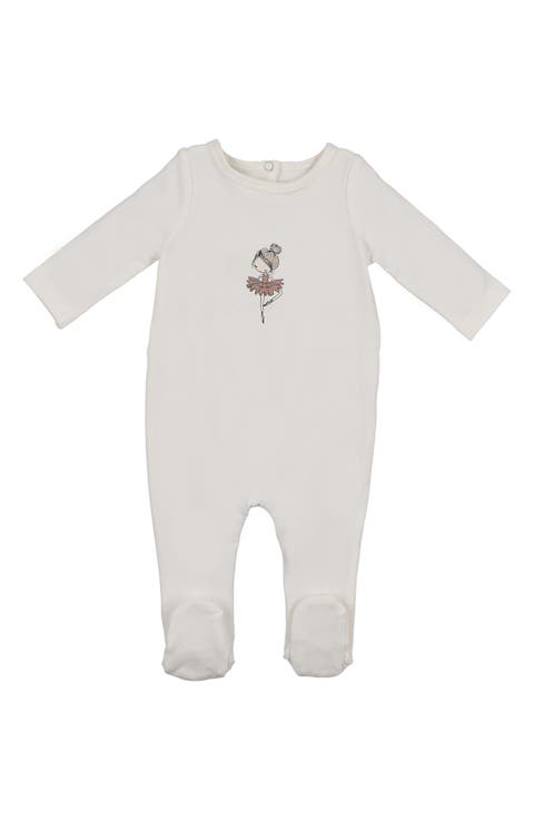 Ballerina Print Cotton Blend Footie (Baby)