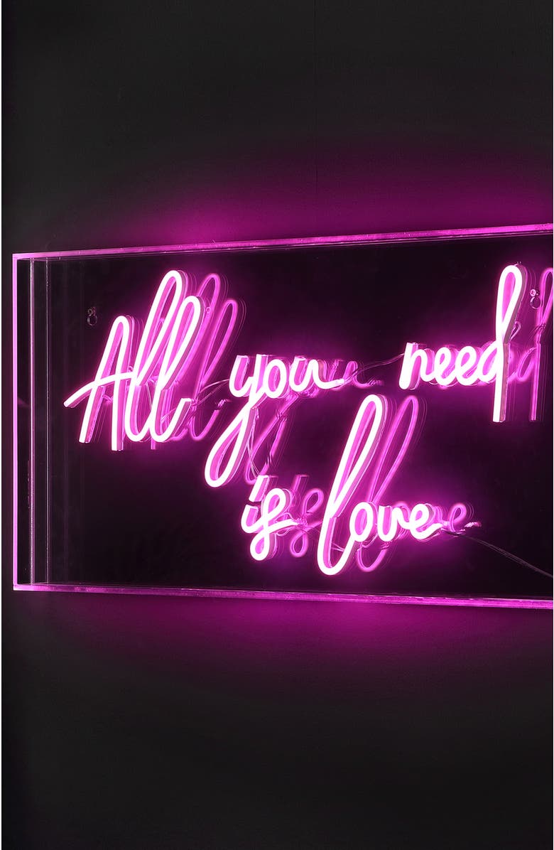 JONATHAN Y All Contemporary Glam Acrylic Box USB Operated LED Neon Light, Alternate, color, Pink