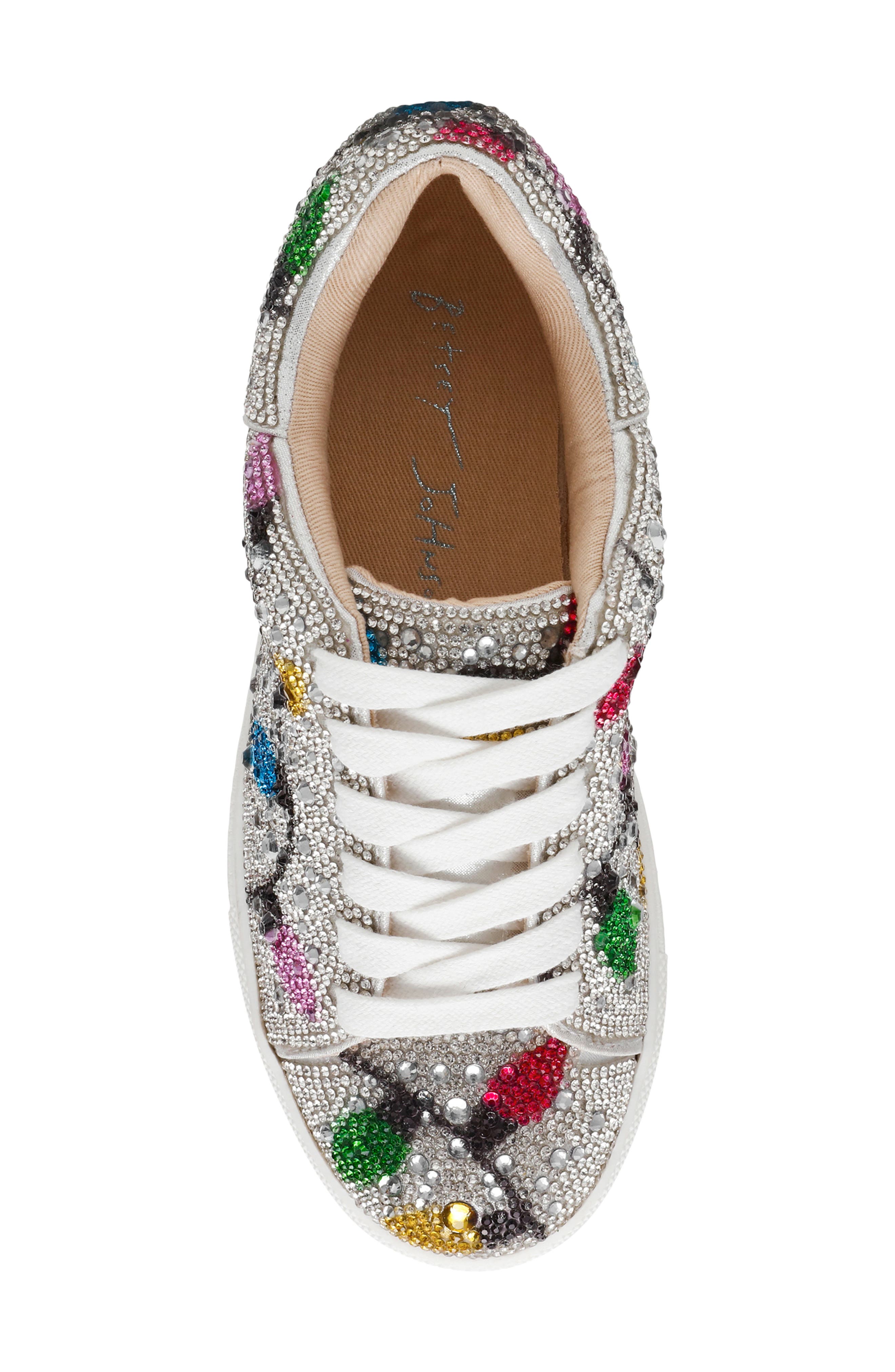 Betsey Johnson Sidny Crystal Sneaker, Alternate, color, Multi Lights
