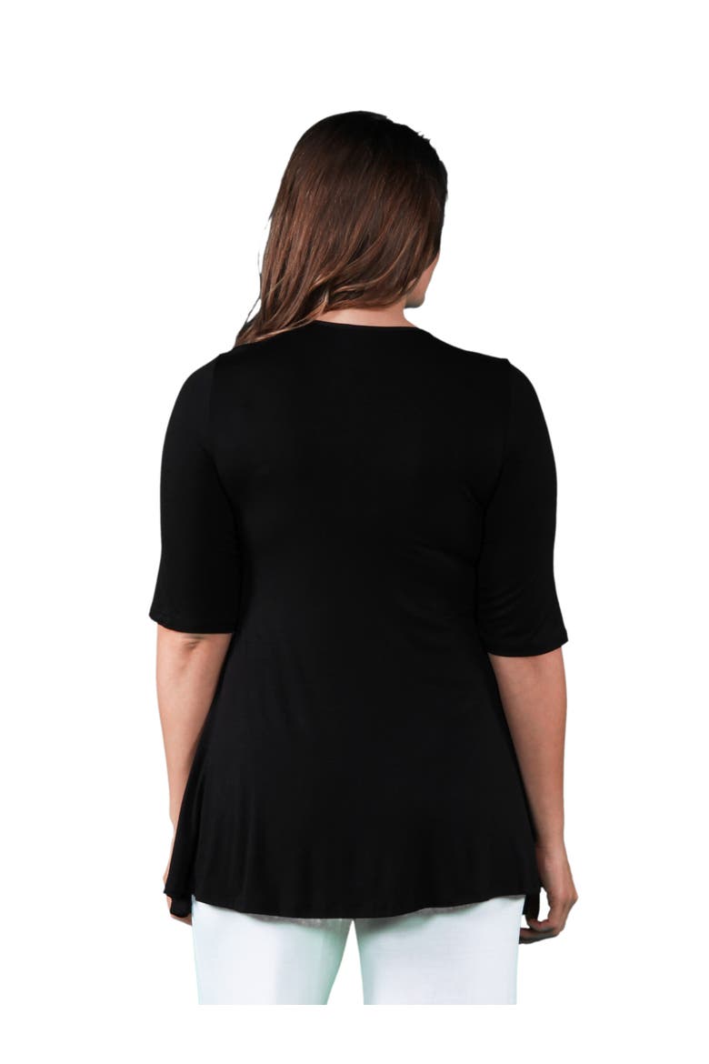Plus Size Elbow Swing  Tunic Top, Alternate, color, Black