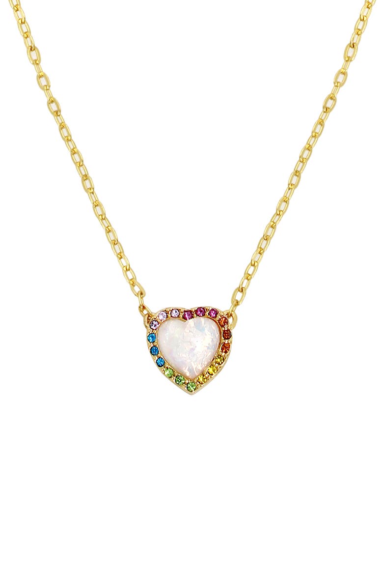 Opal Heart Halo Pendant Necklace, Alternate, color, GOLD/ OPAL RAINBOW