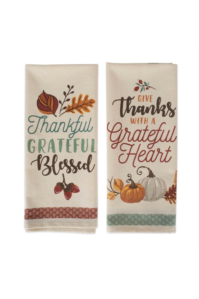 Asst Grateful Fall Printed Dishtowel Set/2, Alternate, color, Grateful Fall