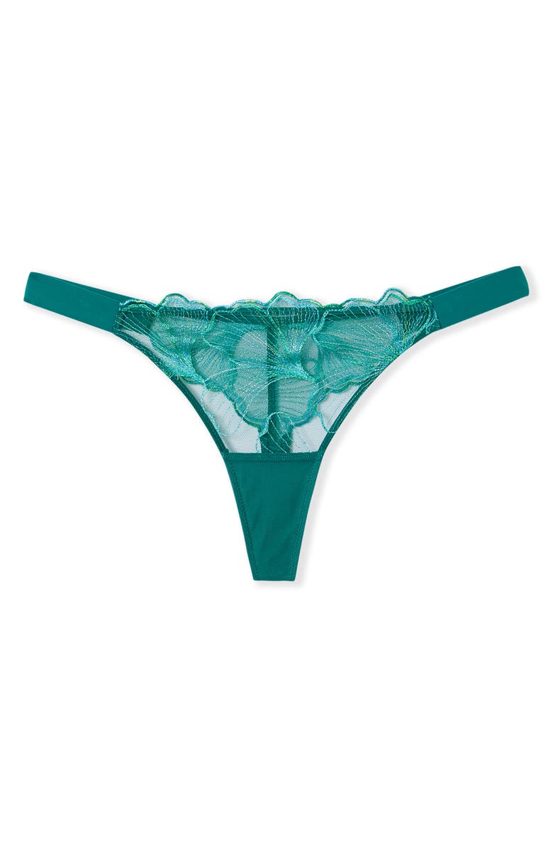 Etam Prelude Embroidered Thong, Alternate, color, Anise Absinthe