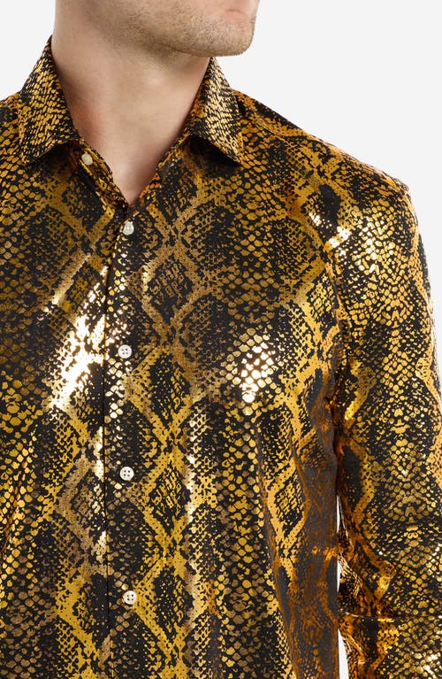 Opposuits Shiny Snakeskin Button-up Shirt In Gold