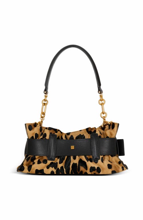 Balmain Anthem Mini Leopard Shoulder Bag In Calf Hair In Multi