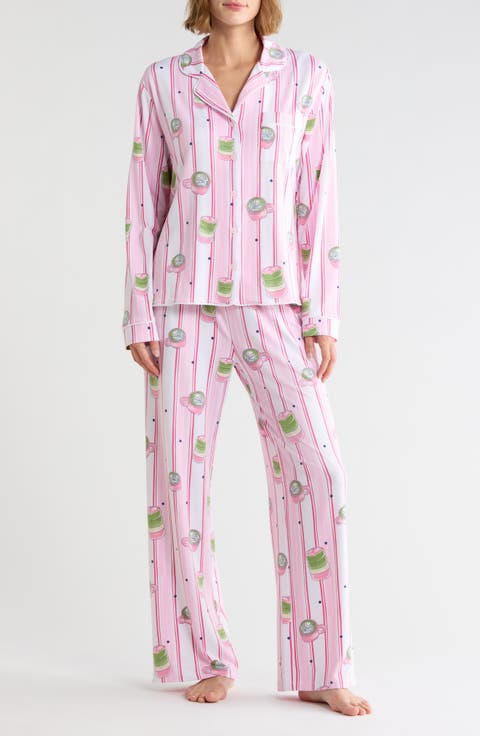 Quiet Night Long Sleeve Button-Up Top & Pants Pajamas