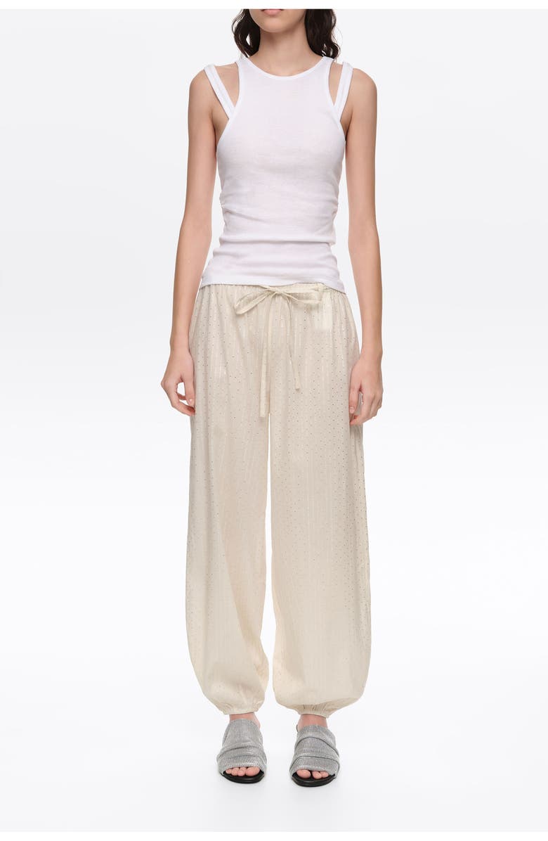 Bimba y Lola Metallic Polka Dot Harem Trousers, Alternate, color, Beige