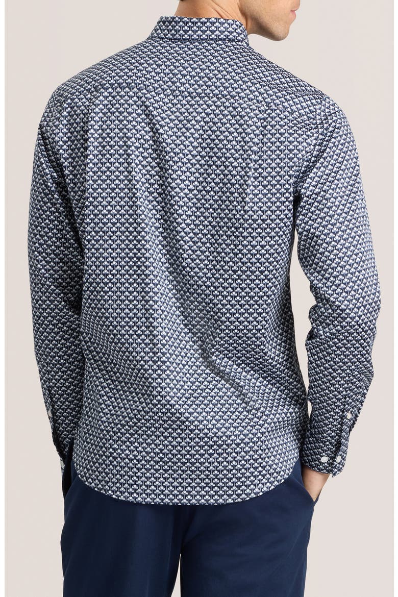 Soren Ginkgo Print Stretch Cotton Dress Shirt, Alternate, color, SKY CAPTAIN