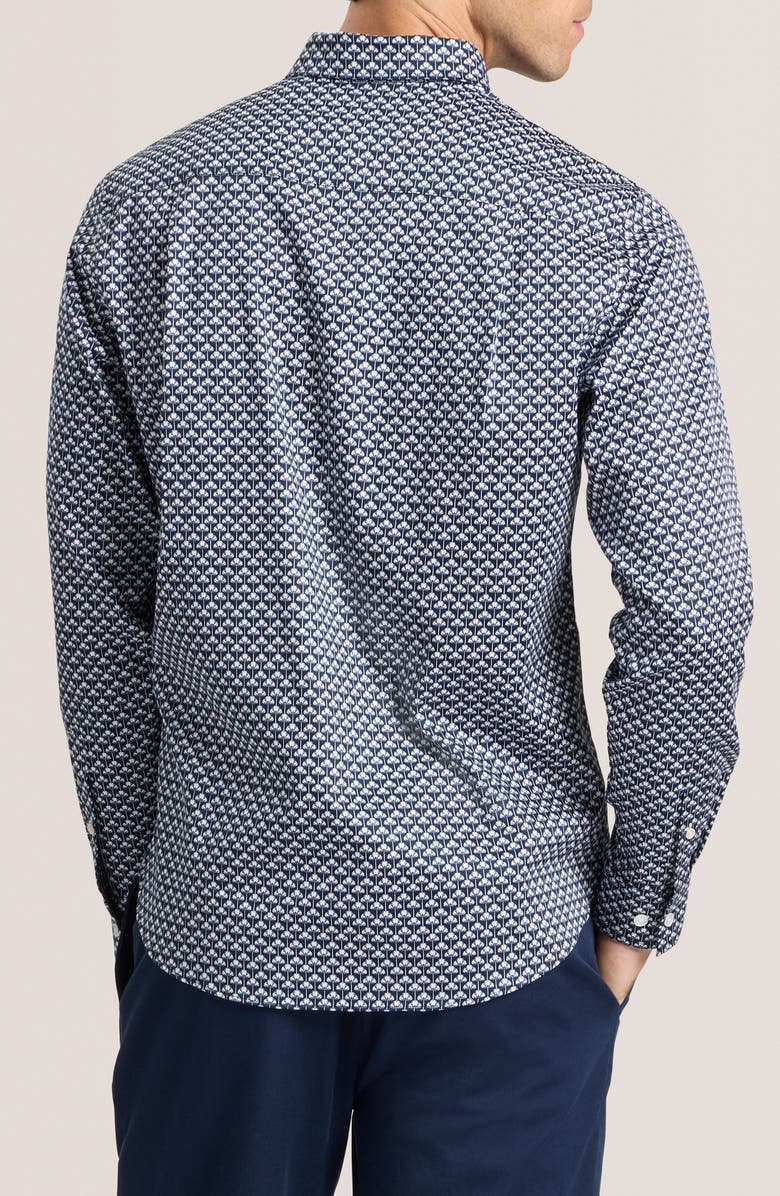 Ted Baker Soren Ginkgo Print Stretch Cotton Dress Shirt, Alternate, color, Sky Captain
