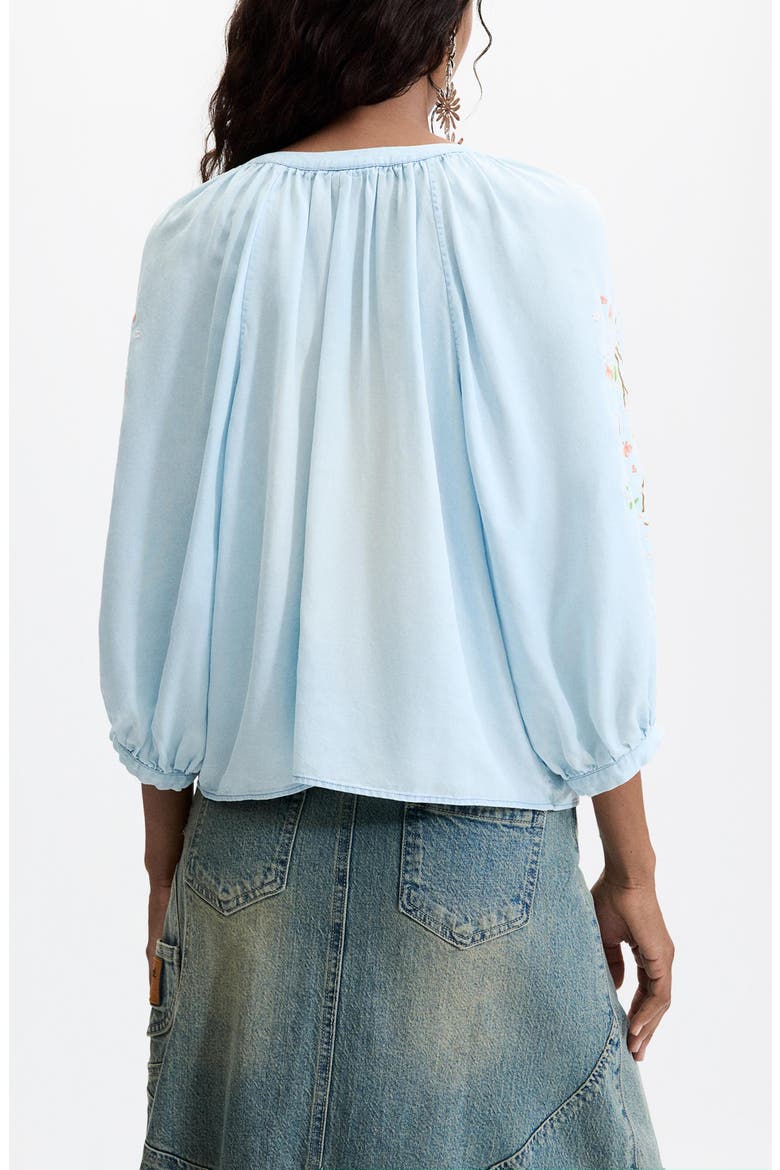 Embroidered Sleeve Top, Alternate, color, BLUE