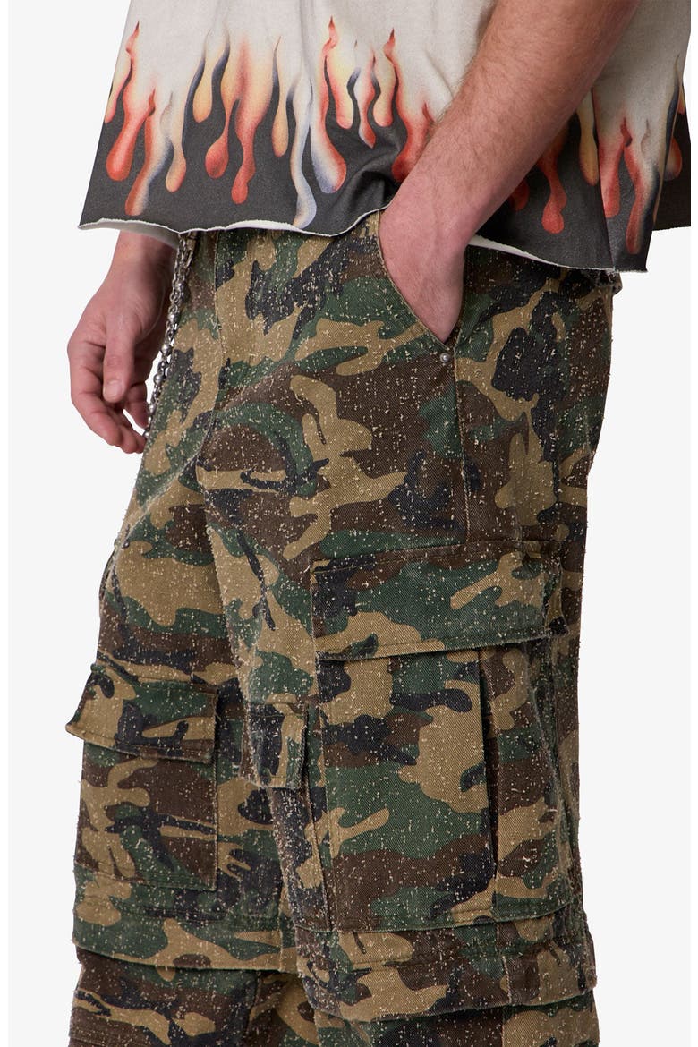 Distressed Camo Wide Leg Cargo Pants, Alternate, color, CAMO