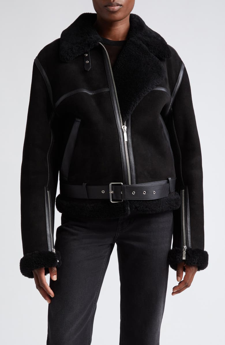 TOTEME Genuine Shearling Aviator Jacket, Main, color,