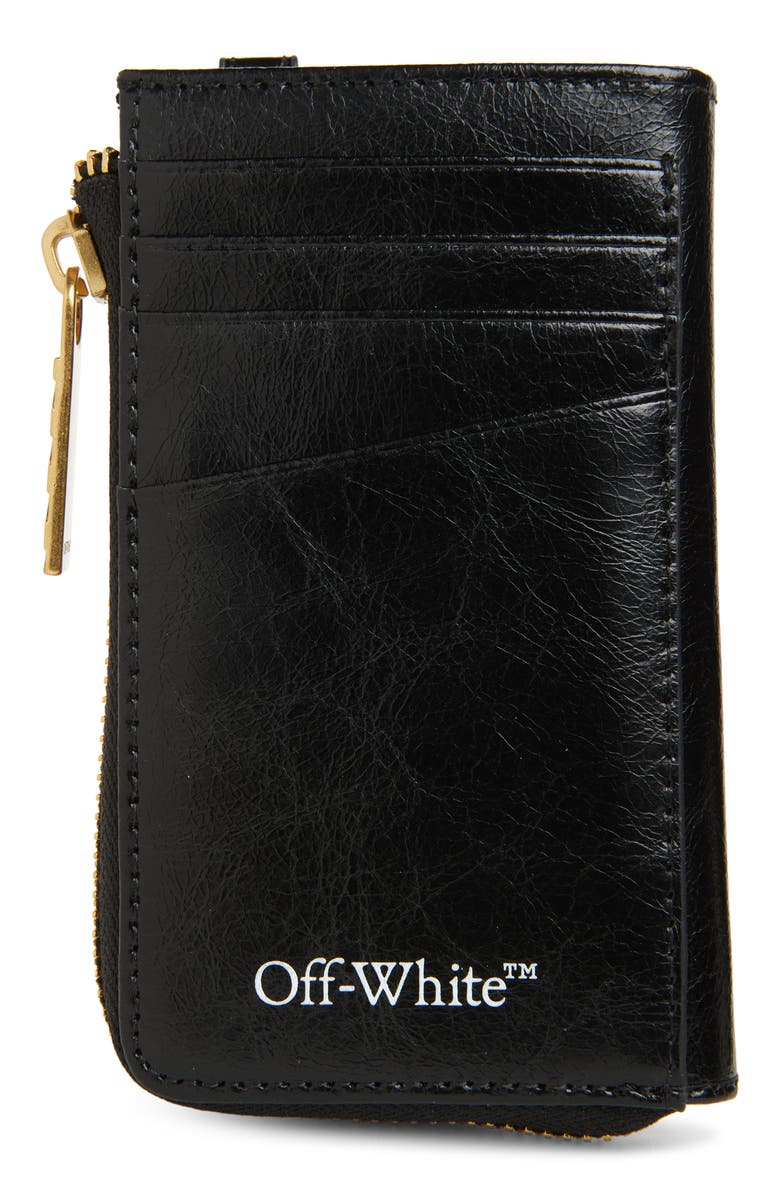Off-White Leather Key Chain Wallet, Alternate, color, Black