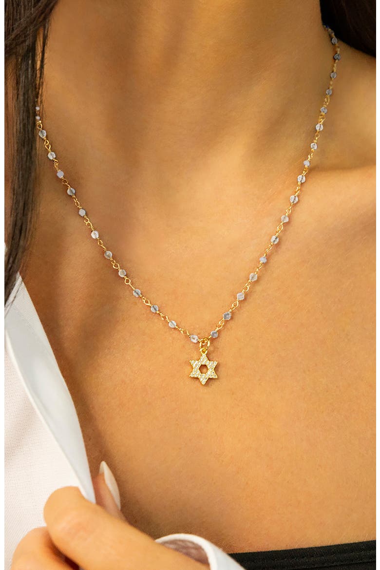 Star of David Pavé Pendant Necklace, Alternate, color, GOLD LABRADORITE
