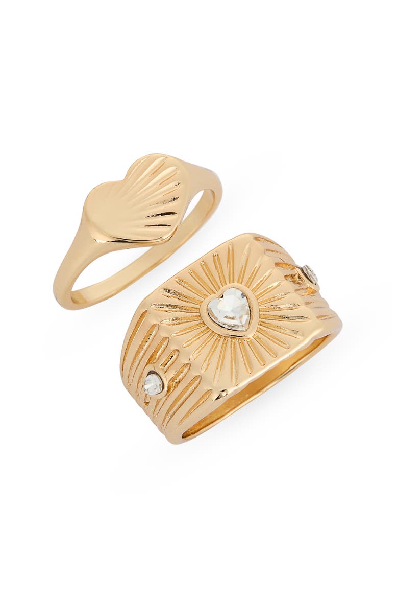 2-Pack Heart Burst Ring Set, Main, color, CLEAR- GOLD