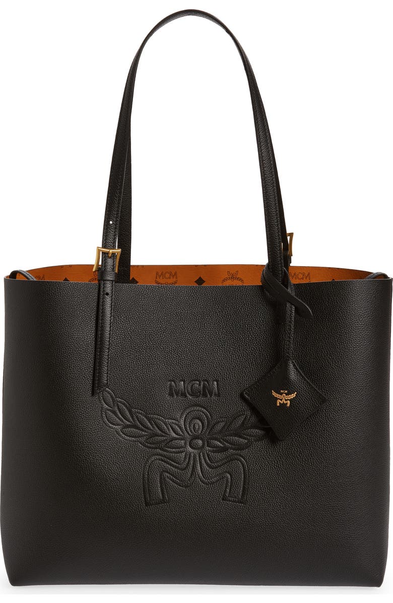 MCM Medium Lauretos Reversible Leather Shopper Bag, Main, color,