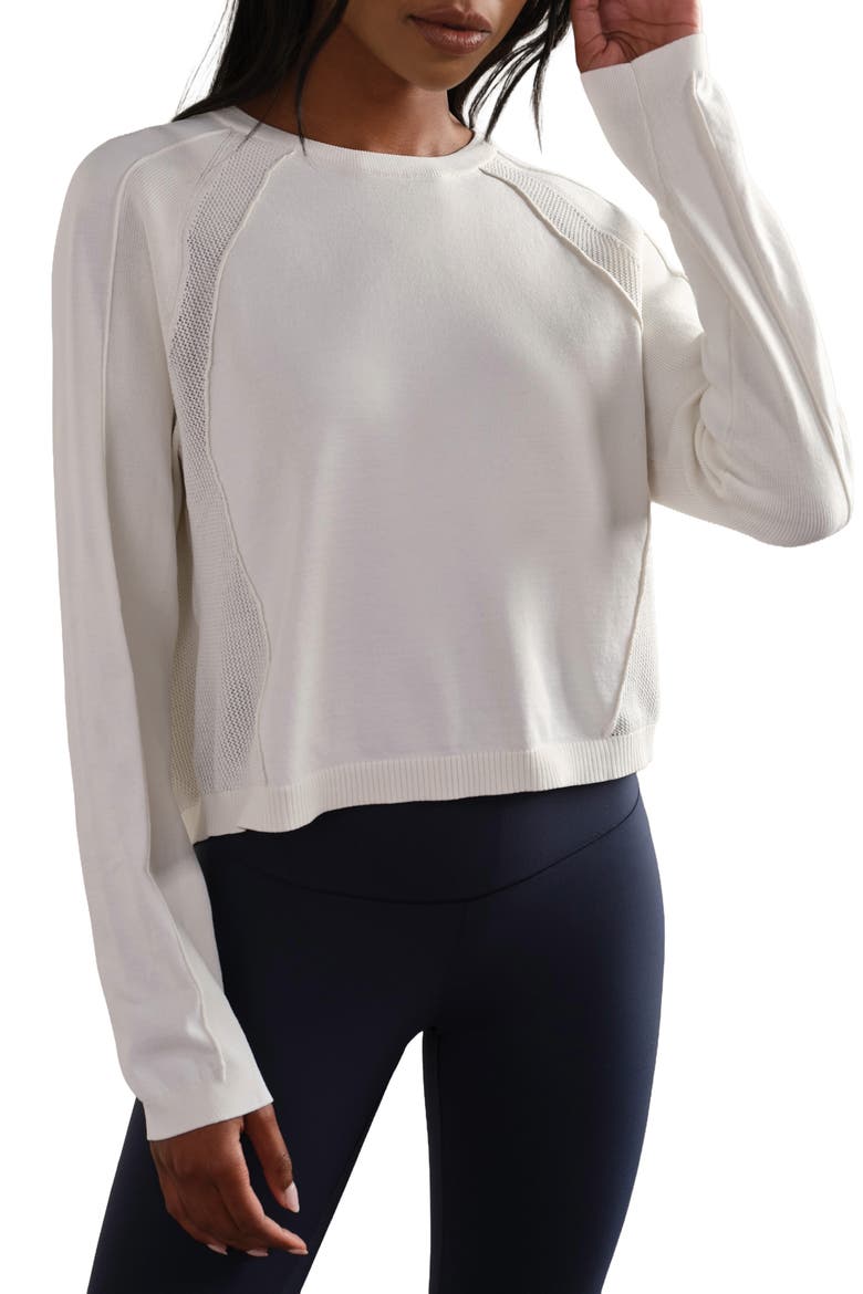 Sporty Crewneck Sweater, Main, color, SNOW WHITE