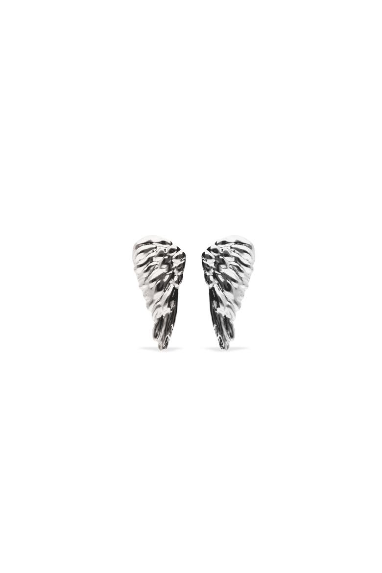 Sterling Silver Plated Earrings in the Shape of Wings, Alternate, color, Silver