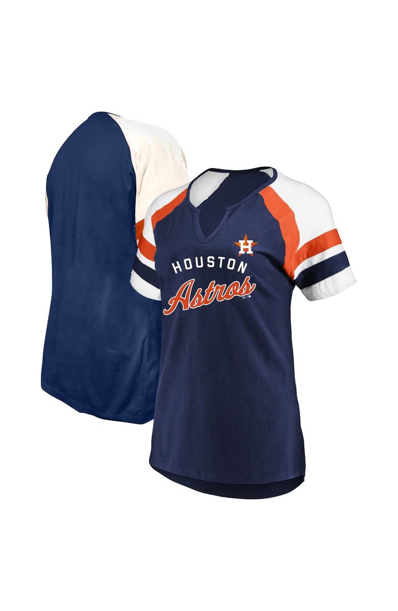PROFILE Women's Profile Navy Houston Astros Arched Notch Neck T-Shirt, Alternate, color, Navy