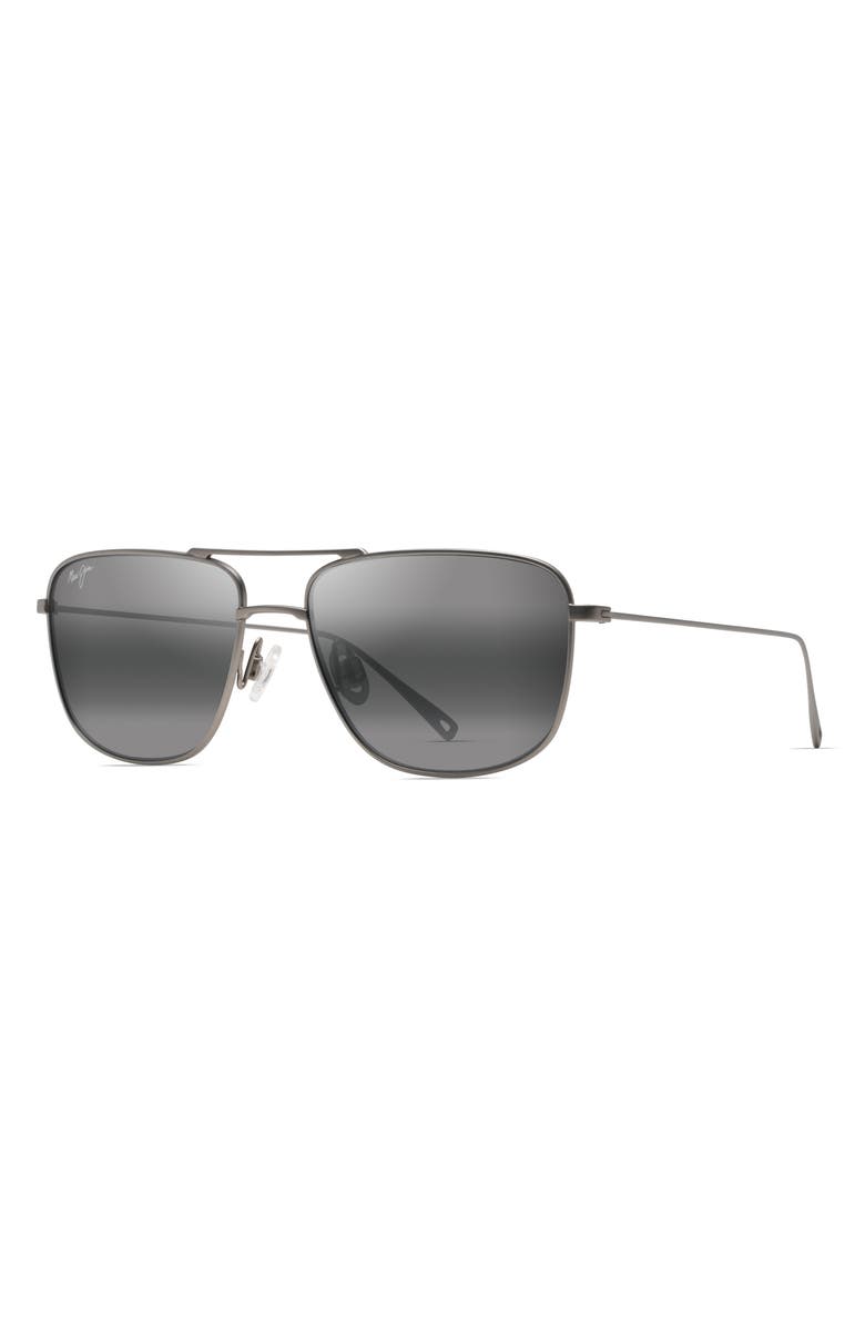 Maui Jim Mikioi 54mm PolarizedPlus2<sup
®</sup
Aviator Sunglasses, Alternate, color, Matte Titanium