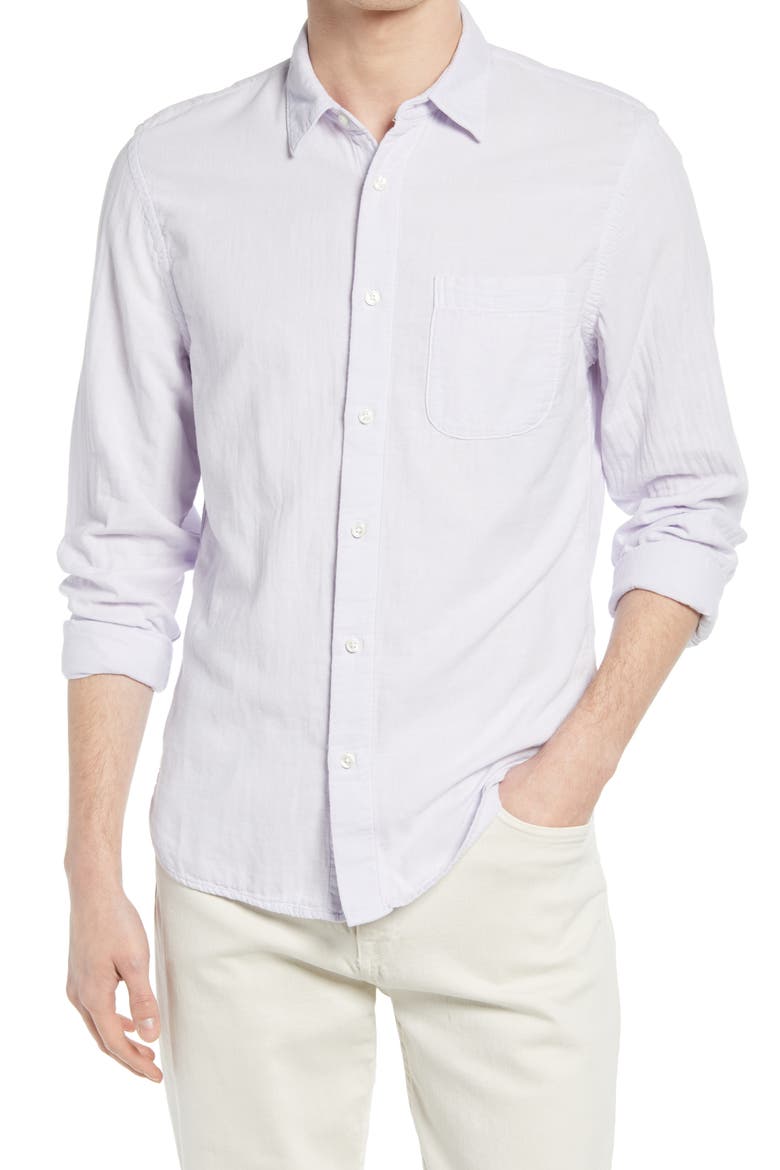 Trim Fit Solid Button-Up Shirt, Main, color, LAVENDER