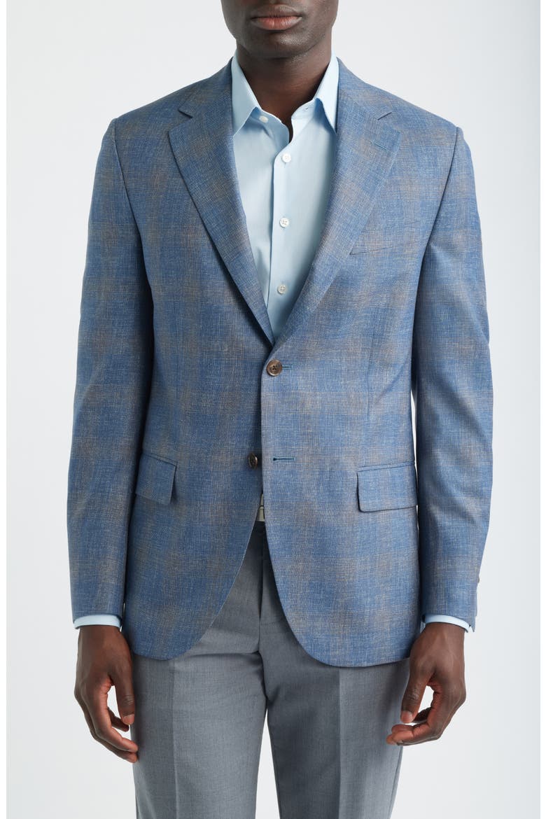 Hartford Classic Fit Blue Plaid Wool Sport Coat, Main, color, MEDIUM BLUE
