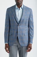 Peter Millar Hartford Classic Fit Blue Plaid Wool Sport Coat
