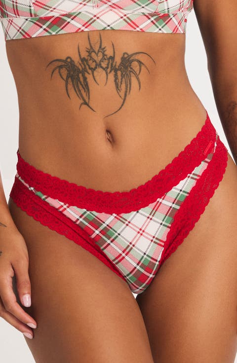 Essentials Lace Trim Stretch Cotton Cheeky Briefs (Regular & Plus)