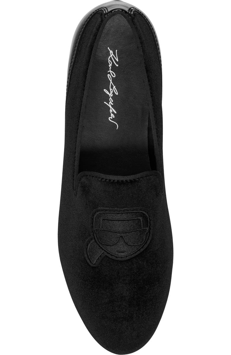 KARL LAGERFELD PARIS Velvet Smoking Slipper, Alternate, color, Black