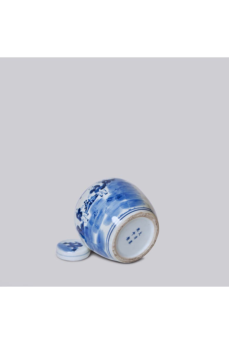 Porcelain Playing Children Round Storage Jar, Alternate, color, Blue + White