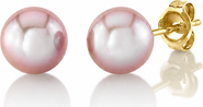 The Pearl Source 7mm Pink Freshwater Round Pearl Stud Earrings