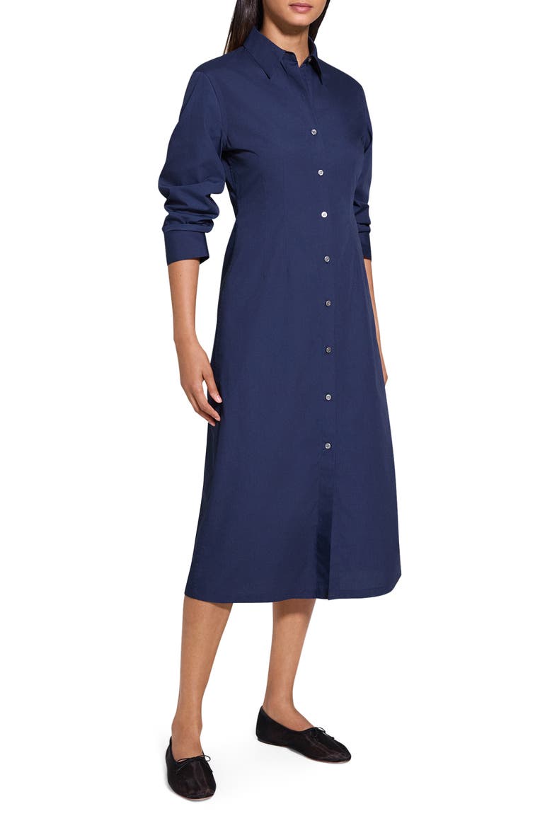 Fixed Sleeve Poplin Midi Dress, Alternate, color, NOCTURNE NAVY