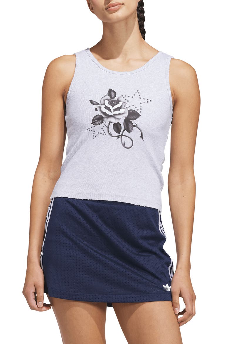 Nati Rose Graphic Tank Top, Main, color, LIGHT GREY HEATHER
