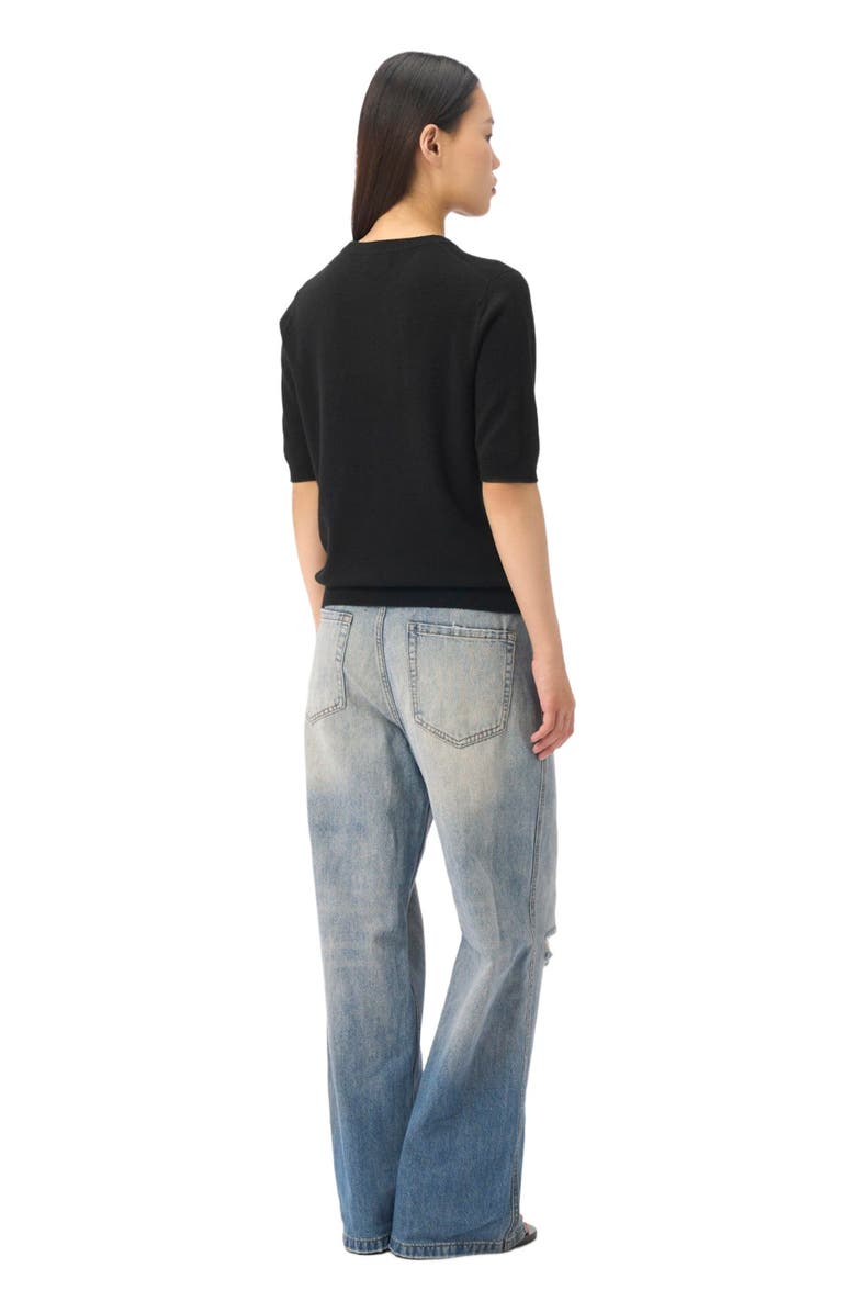 GOBI Mongolian Cashmere Elbow-Length Sleeve Cashmere Sweater, Alternate, color, Black