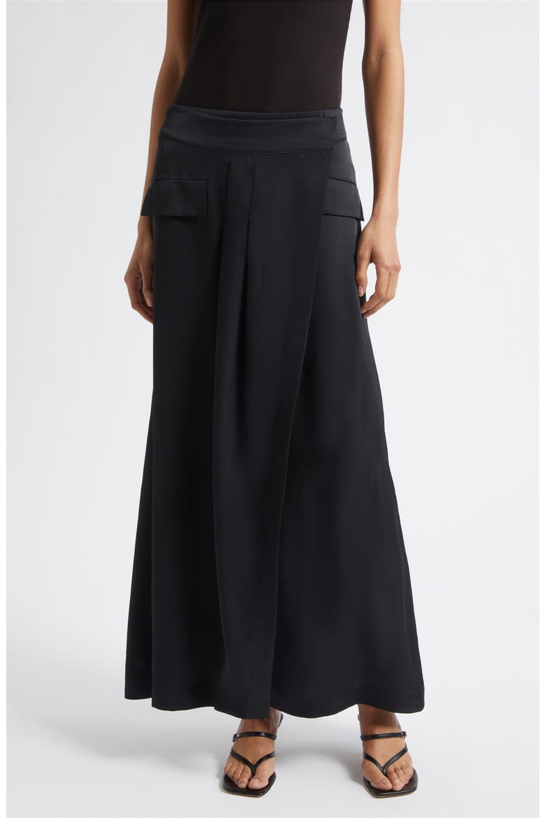 Faux Wrap Maxi Skirt, Main, color, BLACK