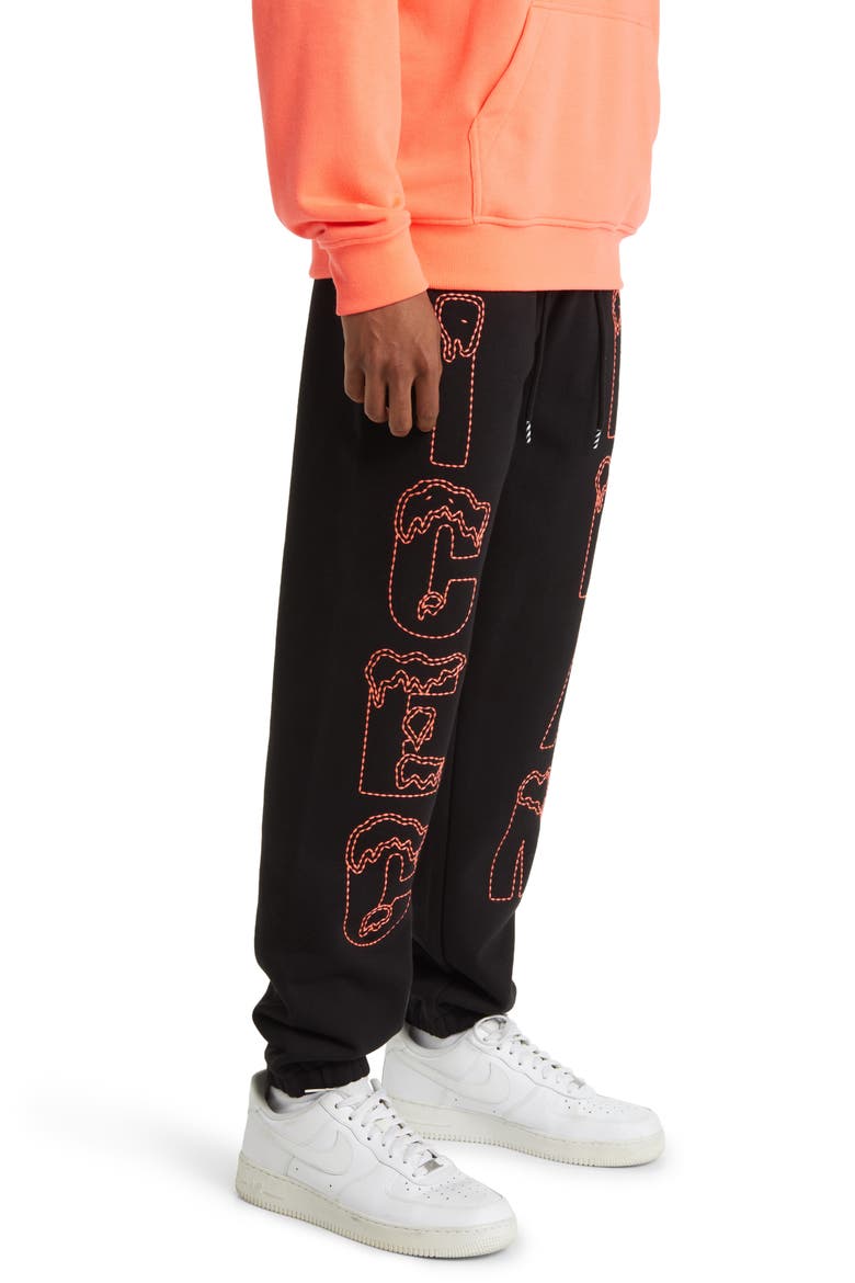 Snow Tops Embroidered Joggers, Alternate, color, BLACK