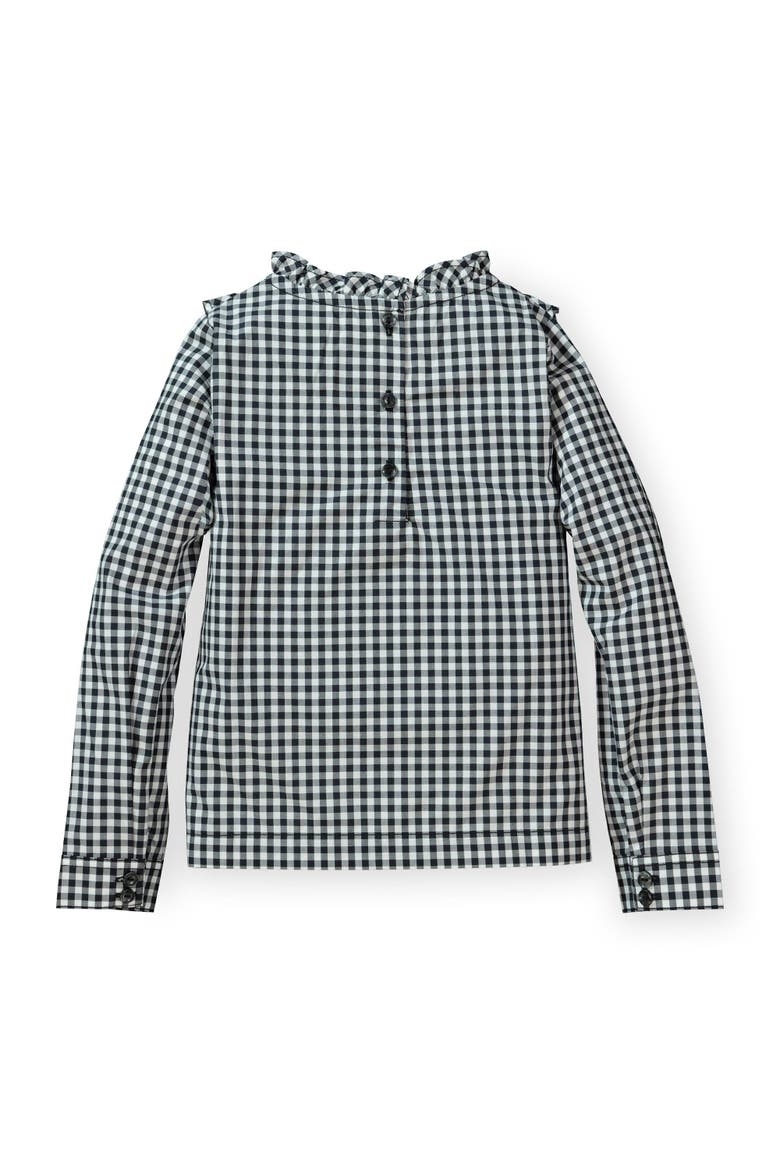 Baby Girls' Ruffle Yoke Blouse, Infant, Alternate, color, Black & White Buffalo Plaid