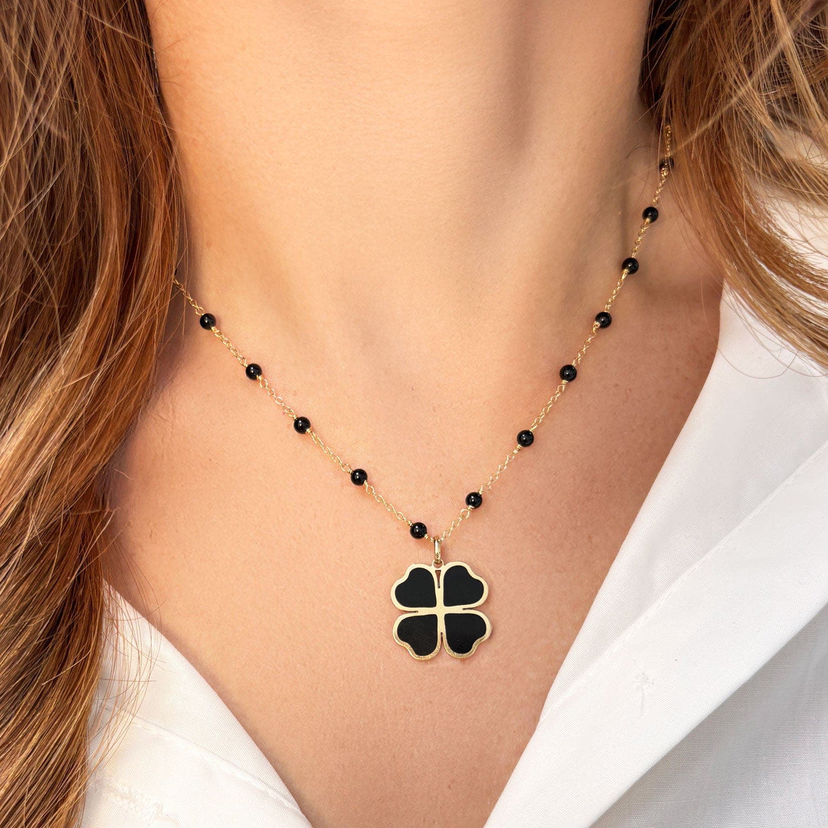 The Lovery Onyx Lucky Clover Charm (Women) | Nordstrom