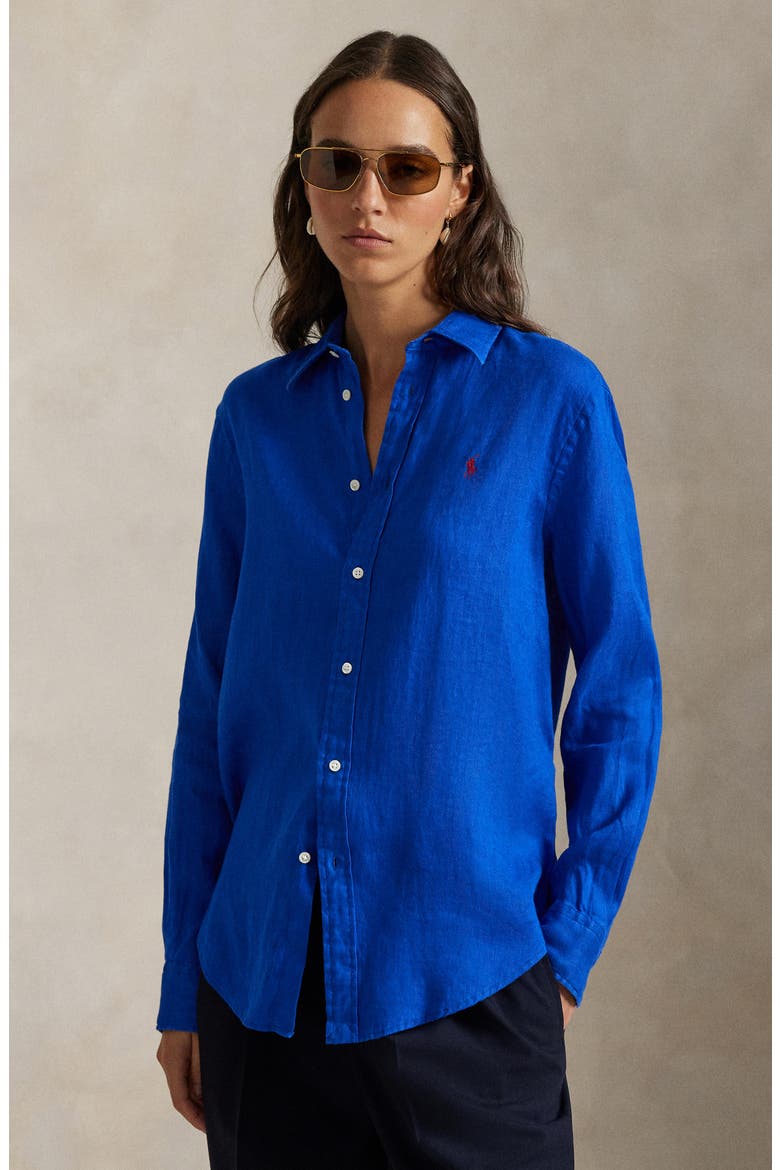 Classic Fit Linen Button-Up Shirt, Alternate, color, HERITAGE BLUE
