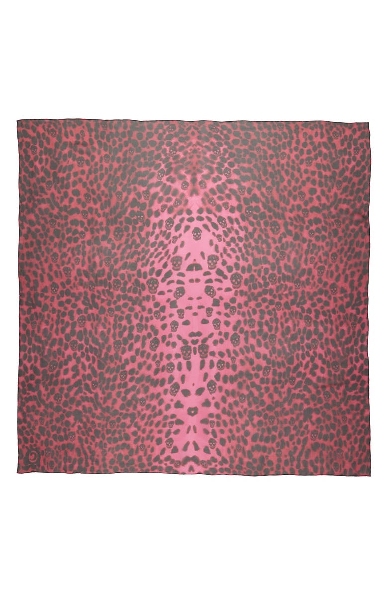 McQueen Alexander McQueen 'Leopard Skull' Chiffon Scarf, Alternate, color, 