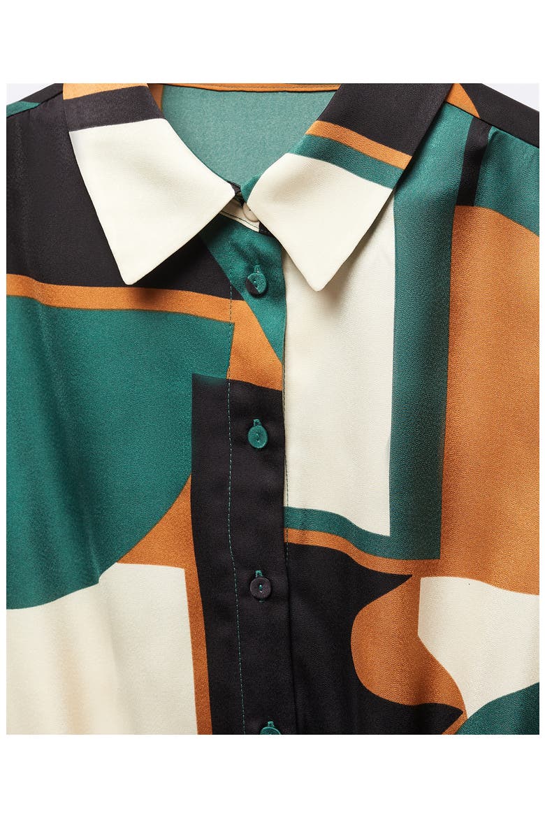 Geo Print Long Sleeve Midi Shirtdress, Alternate, color, GREEN