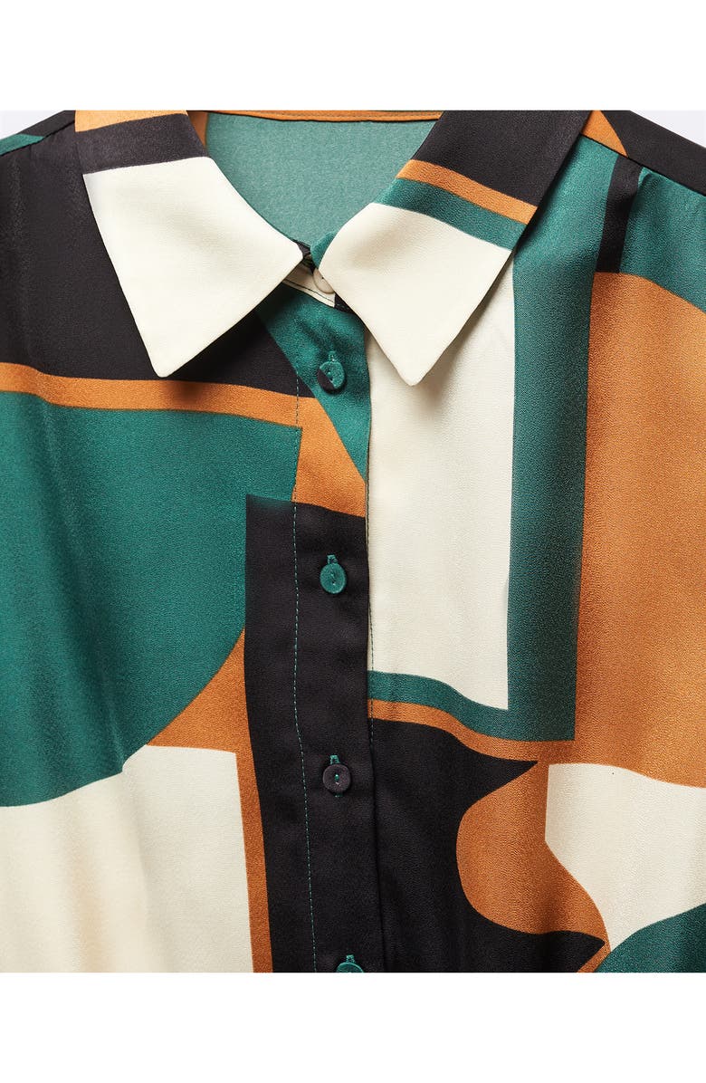 MANGO Geo Print Long Sleeve Midi Shirtdress, Alternate, color,