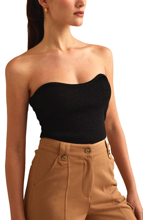 Lurex Rib Corset Top